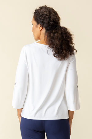 Habitat Spring/Summer 2025-H55911-Pleated Sleeve Tee-White