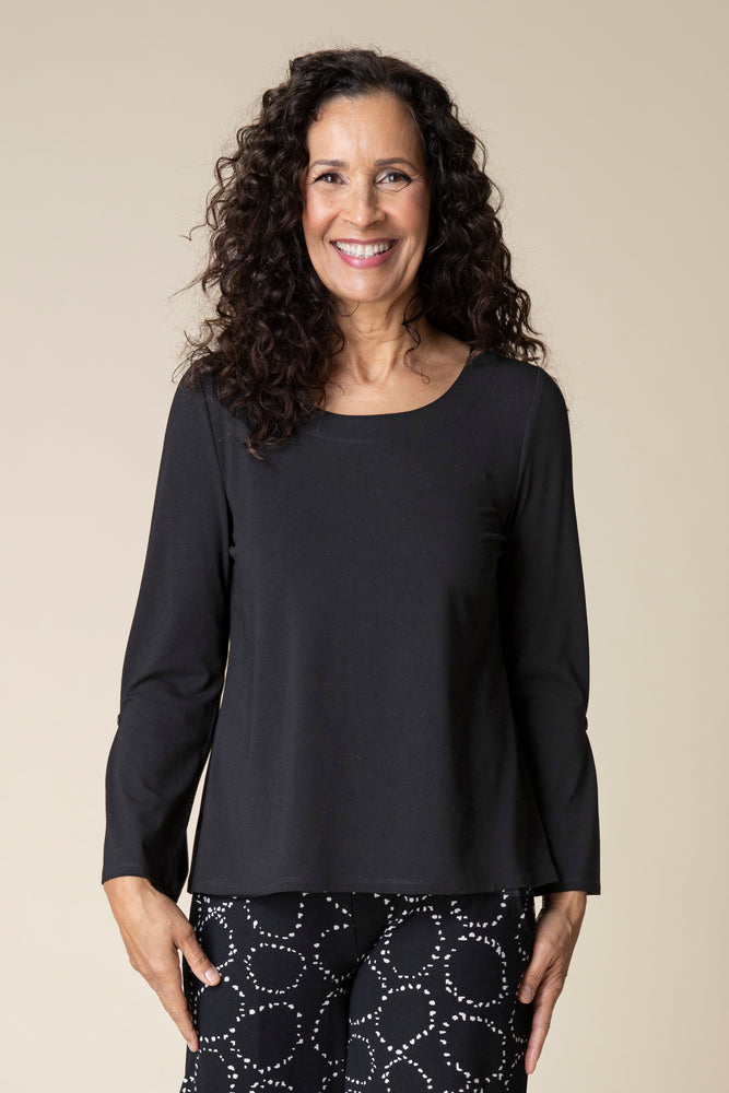 Habitat Fall 2024-H55921-Pleated Sleeve Tee-Black