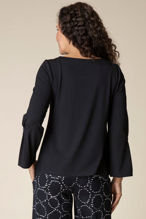 Habitat Fall 2024-H55921-Pleated Sleeve Tee-Black