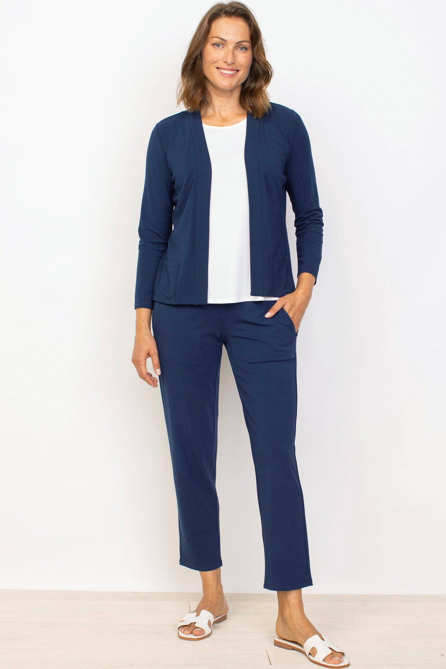 Habitat Spring 2024-H55930S4- Shirred Back Jacket-Navy - The Coach Pyramids
