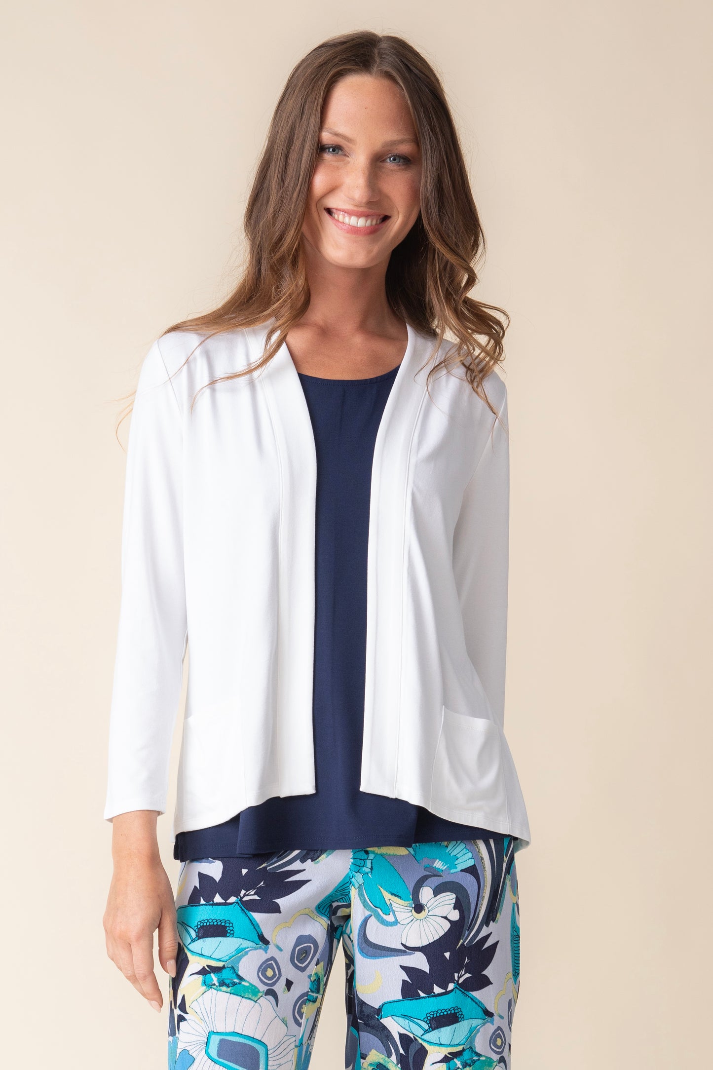 Habitat Spring/Summer 2025-H55930S5-Shirred Back Open Front Jacket-White - The Coach Pyramids