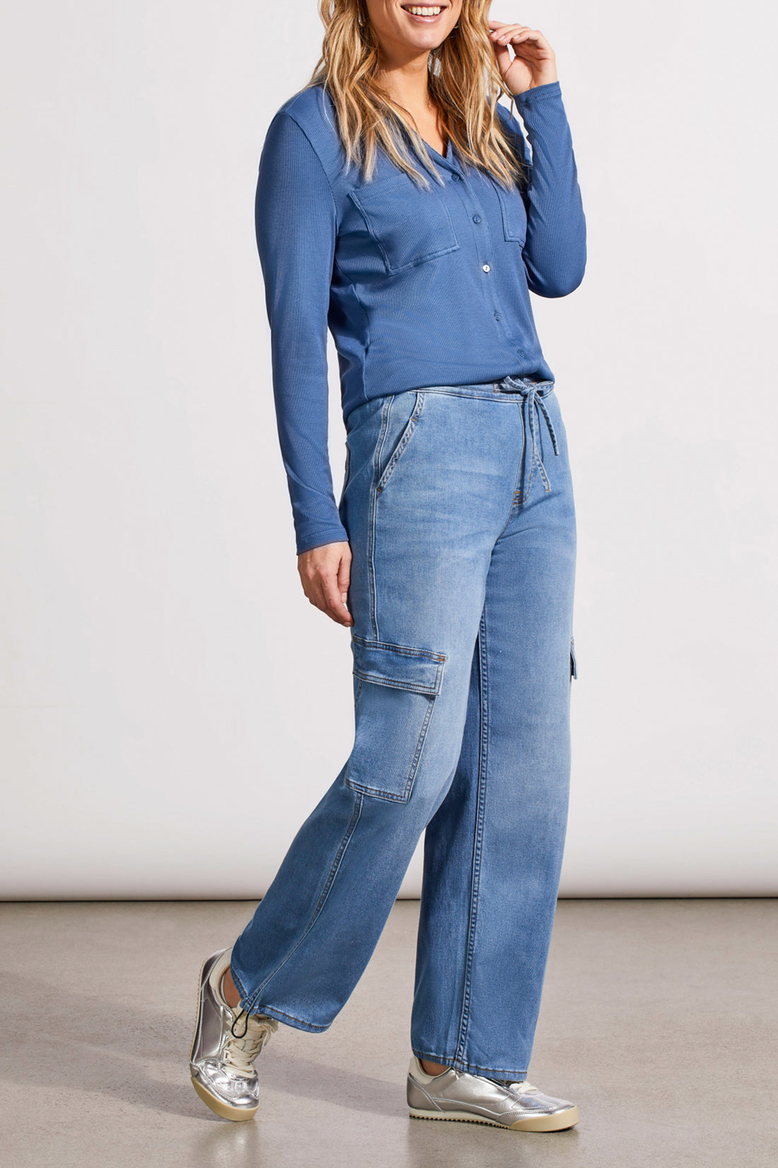 Tribal Fall 2024-5609O/0293-Audrey Jogger Wide Ankle Cargo-Sky Blue - The Coach Pyramids
