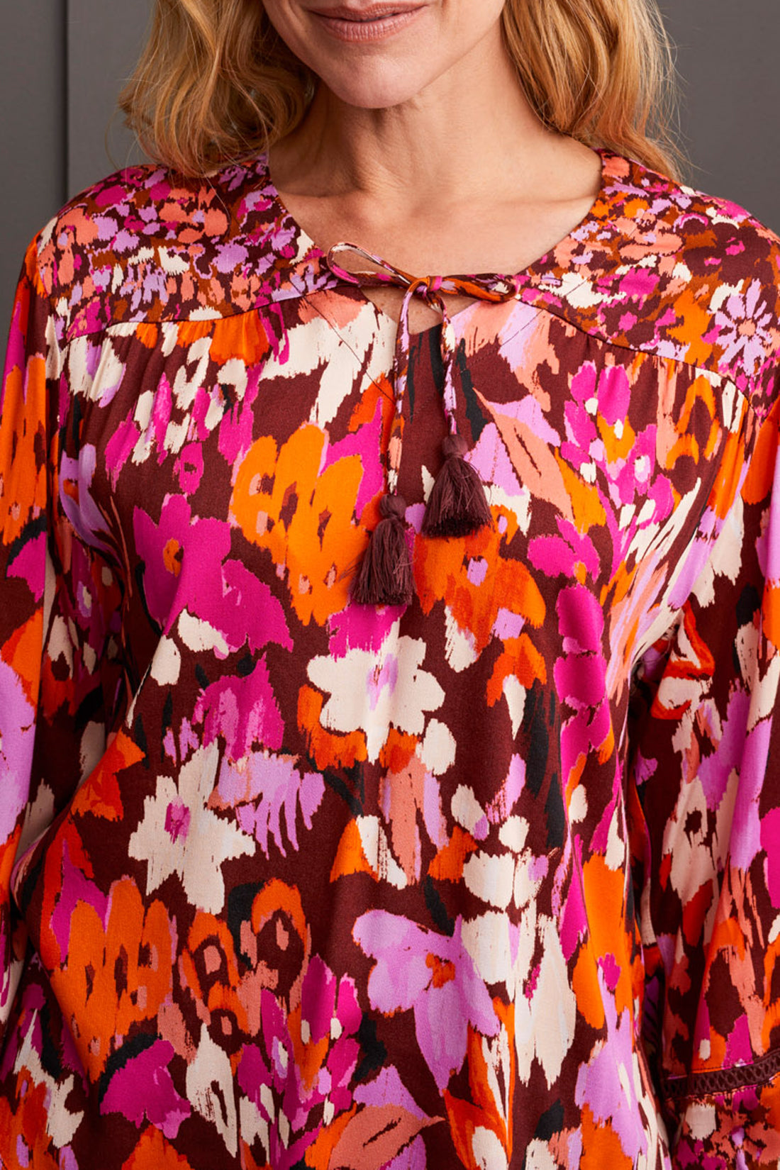 Tribal Fall 2024-5619O/3122-Combo Print Blouse-Rum - The Coach Pyramids