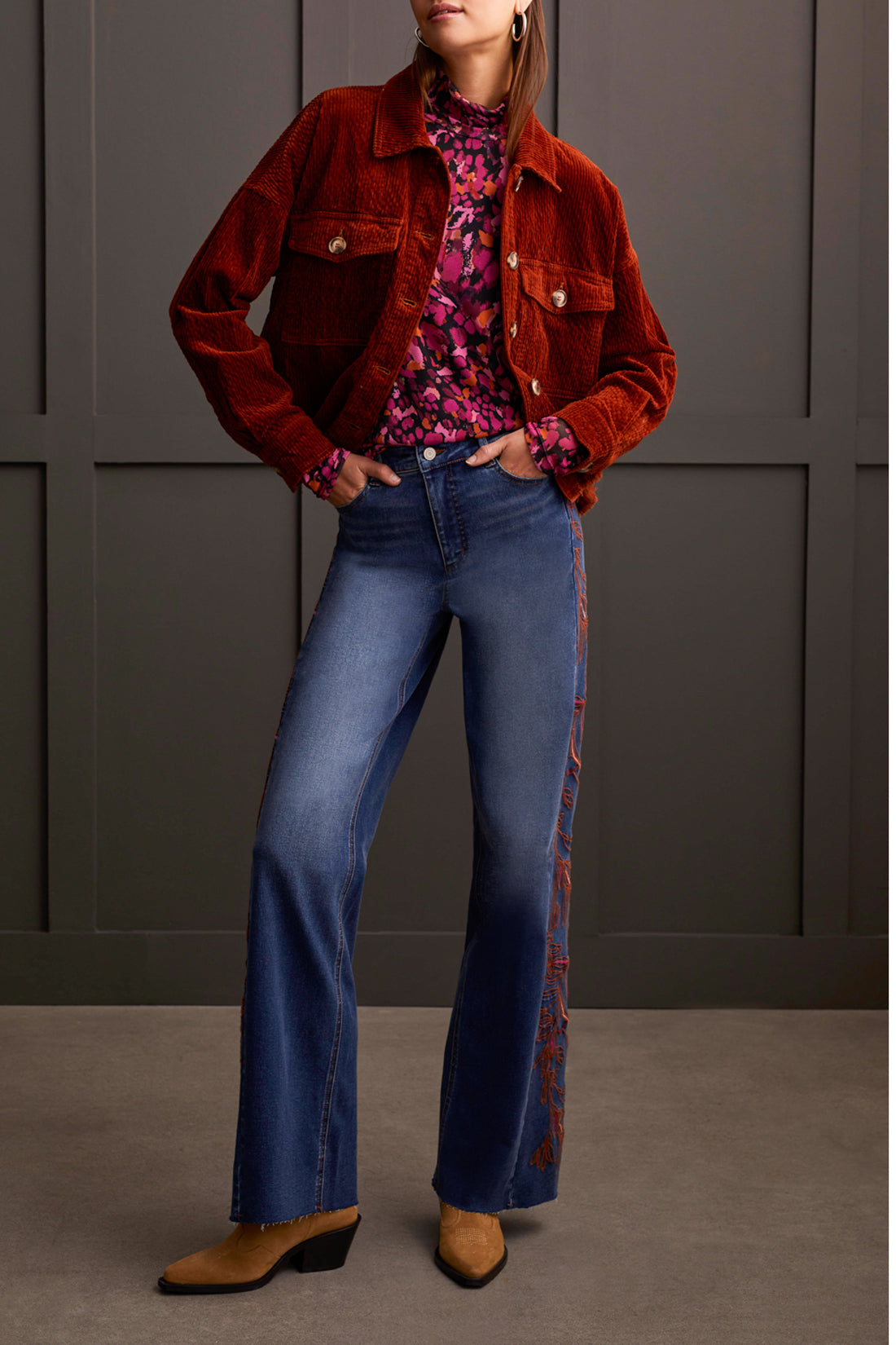 Tribal Fall 2024-5621O/3121-Turtle Neck Lined Top-Magenta - The Coach Pyramids