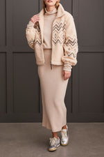 Tribal Fall 2024-5637O/1342-Zip Up Jacket W/Embroidery -Latte