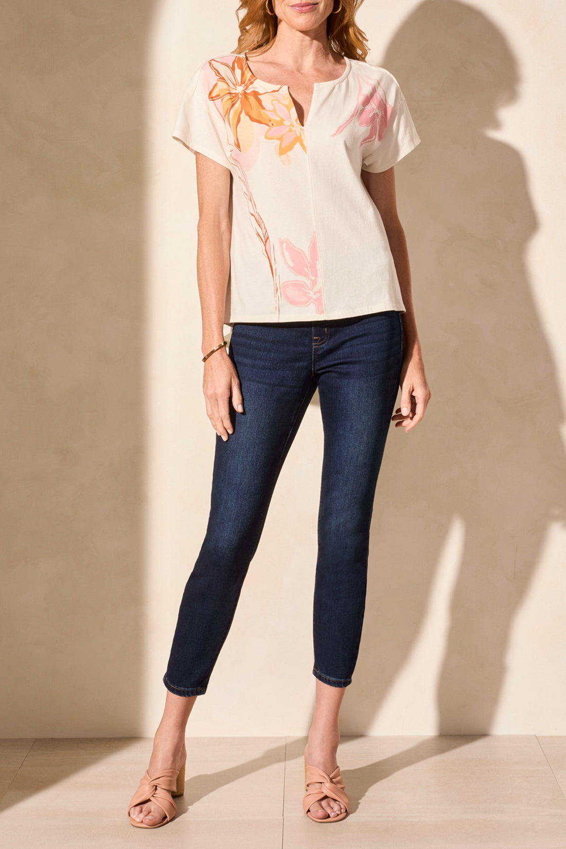 Tribal Spring/Summer 2025-5741O-4997-S/S Drop Shoulder W/Placement Print-Ecru - The Coach Pyramids