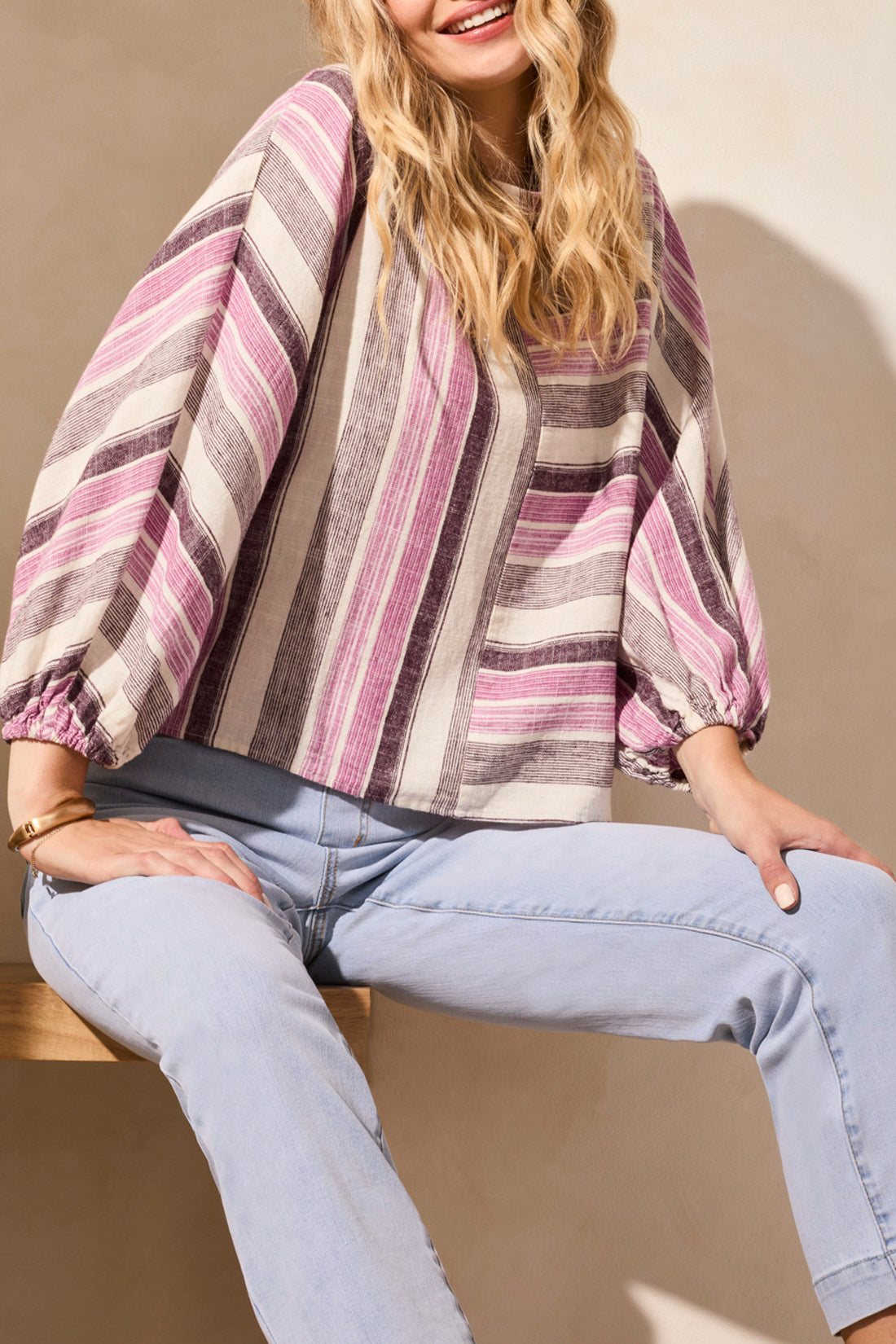 Tribal Spring/Summer 2025-5752O-4400-Boat Neck Blouse W/Dolman Sleeves-Orchid Sky - The Coach Pyramids