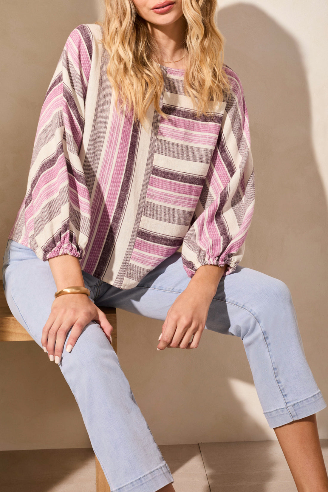 Tribal Spring/Summer 2025-5752O-4400-Boat Neck Blouse W/Dolman Sleeves-Orchid Sky - The Coach Pyramids