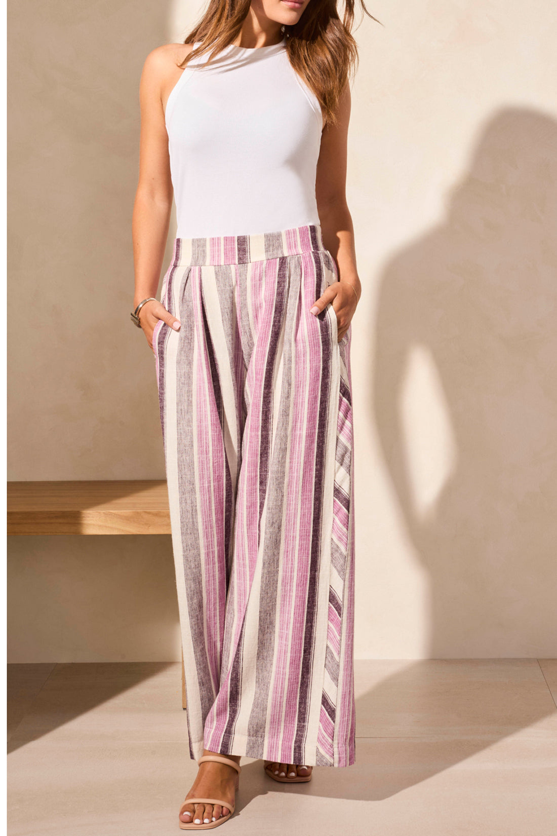 Tribal Spring/Summer 2025-5753O-4400-Pull On Flowy Wide Pant W/Pockets-Orchid Sky - The Coach Pyramids