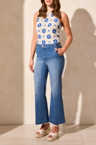 Tribal Spring/Summer 2025-5768O-5230-Brooke Hugging Palazzo Jeans-Calypso Blue - The Coach Pyramids