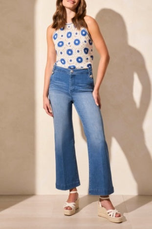 Tribal Spring/Summer 2025-5768O-5230-Brooke Hugging Palazzo Jeans-Calypso Blue - The Coach Pyramids