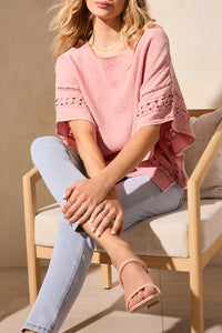 Tribal Spring/Summer 2025-5778O-4871-Kaftan Blouse W/Fancy Trims-Shell Pink - The Coach Pyramids