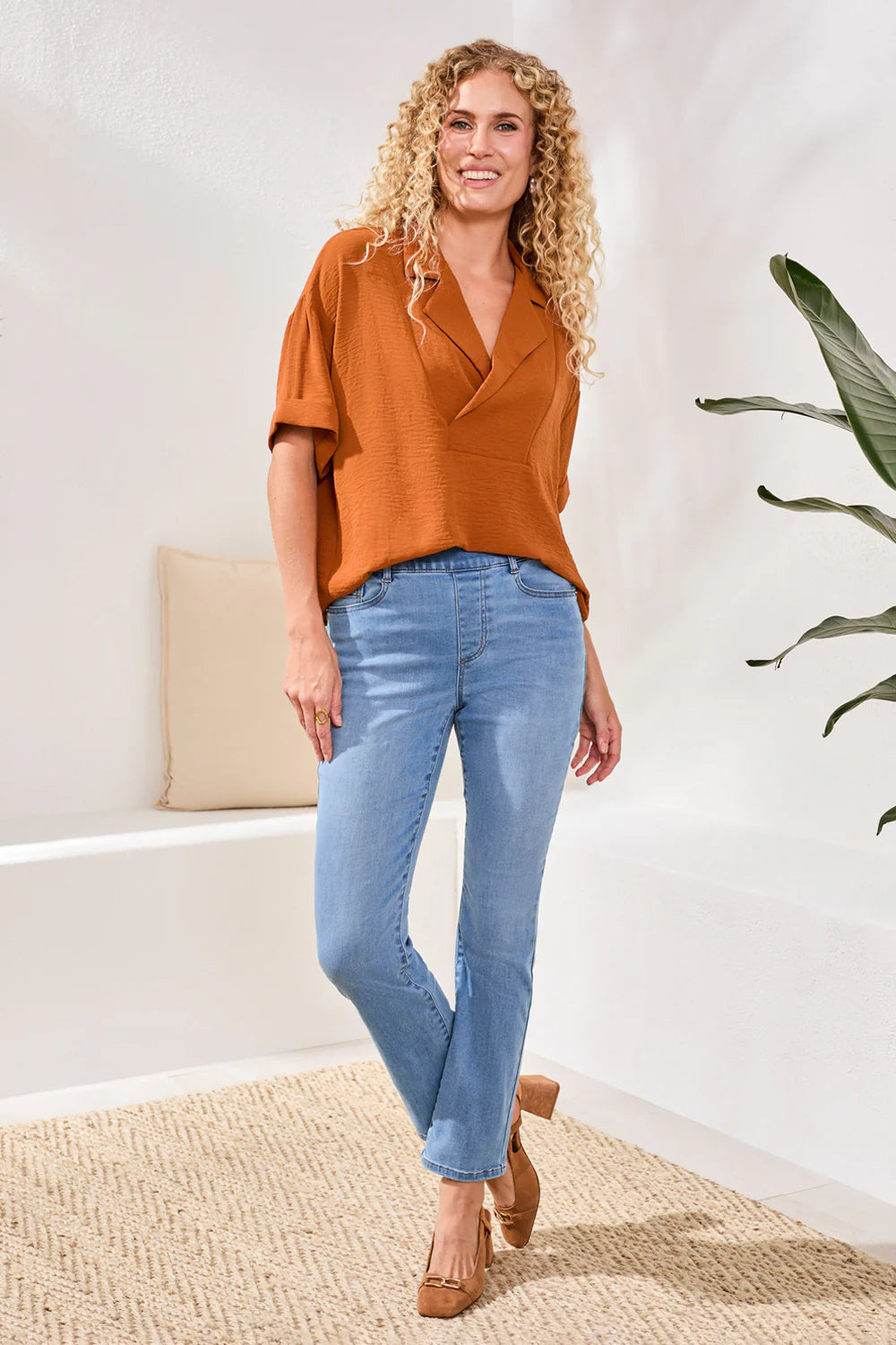 Tribal Stretch Stretch Denim Pull On Straight Leg Jeans-5859O-2879-Coastal Blue - The Coach Pyramids