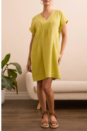 Tribal Fall 2025-5892O-4555-Dress W/Shirring And Pockets-Kiwi - The Coach Pyramids