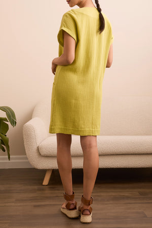 Tribal Fall 2025-5892O-4555-Dress W/Shirring And Pockets-Kiwi - The Coach Pyramids