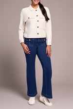Tribal Fall 2025-5900O-5159-Crop Knit Shacket W/Patch Pockets-Egg Shell - The Coach Pyramids