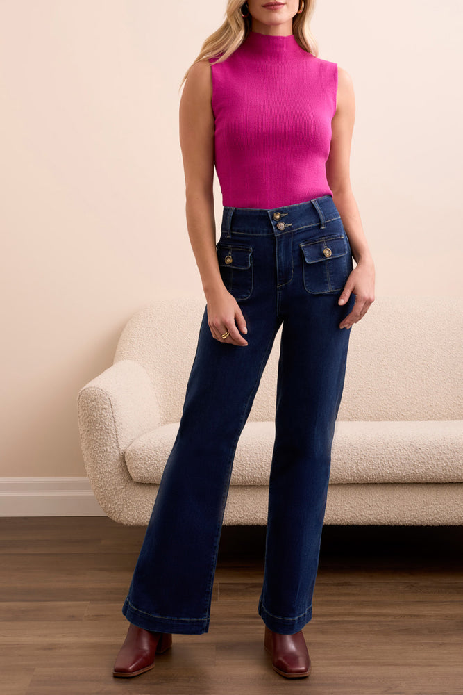 Tribal Fall 2025-5903O-2020-Brooke Trouser Palazzo W/Crease-Deep Water - The Coach Pyramids