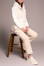 Tribal Fall 2025-5918O-5031-Quilted Front Combo Knit Jacket W/Hood And Pockets-Cream - The Coach Pyramids