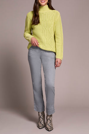 Tribal Fall 2025-5935O-4632-Mock Neck Sweater W/Special Wash-Lime Mist - The Coach Pyramids