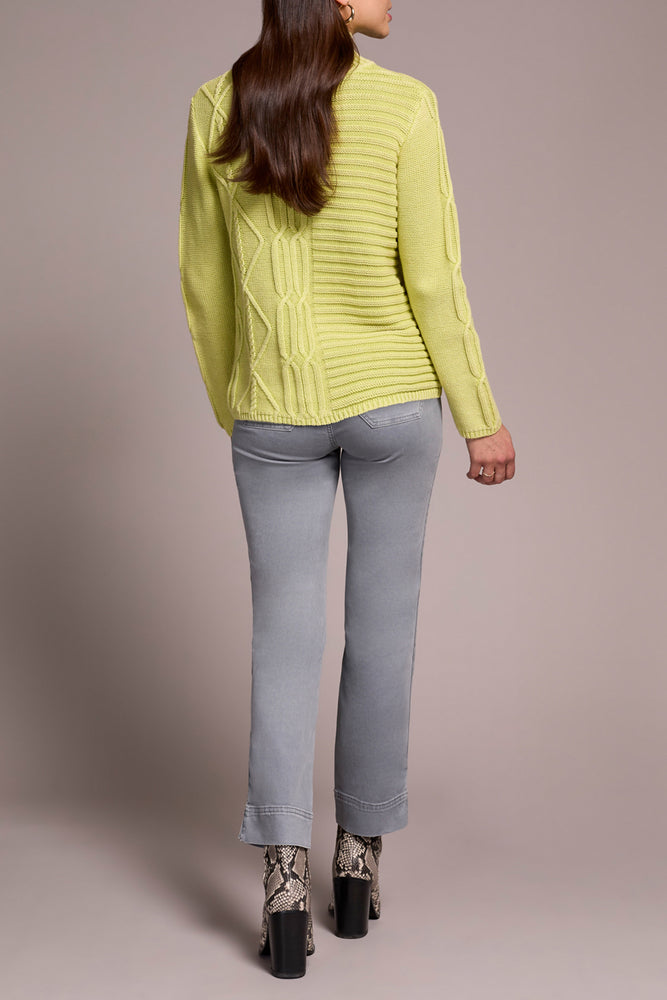 Tribal Fall 2025-5935O-4632-Mock Neck Sweater W/Special Wash-Lime Mist - The Coach Pyramids
