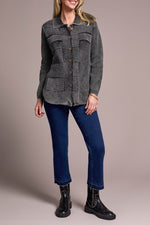 Tribal Fall 2025-5939O-4632-Sweater Shacket W/Special Wash Effect-Black - The Coach Pyramids