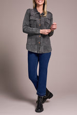 Tribal Fall 2025-5939O-4632-Sweater Shacket W/Special Wash Effect-Black - The Coach Pyramids
