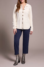 Tribal Fall 2025-5939O-4632-Sweater Shacket W/Special Wash Effect-Cream - The Coach Pyramids