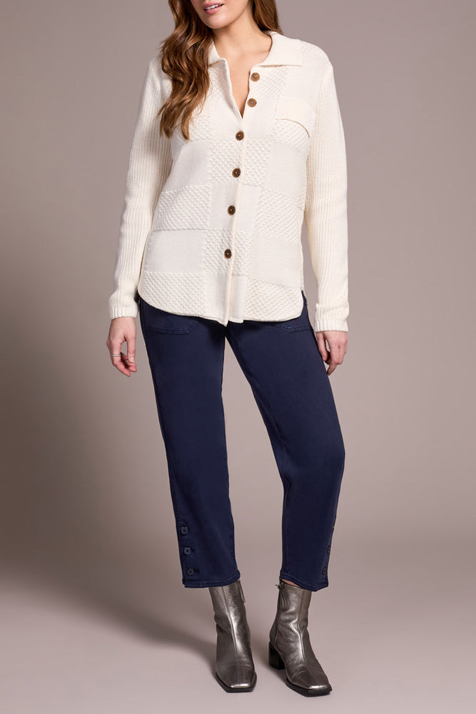 Tribal Fall 2025-5939O-4632-Sweater Shacket W/Special Wash Effect-Cream - The Coach Pyramids