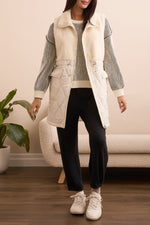 Tribal Fall 2025-5940O-4914-Sleeveless Mix Media Sherpa Vest-Cream - The Coach Pyramids