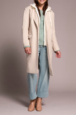 Tribal Fall 2025-5942O-5369-Trench Coat W/Fooler Hoodie-Oatmeal - The Coach Pyramids