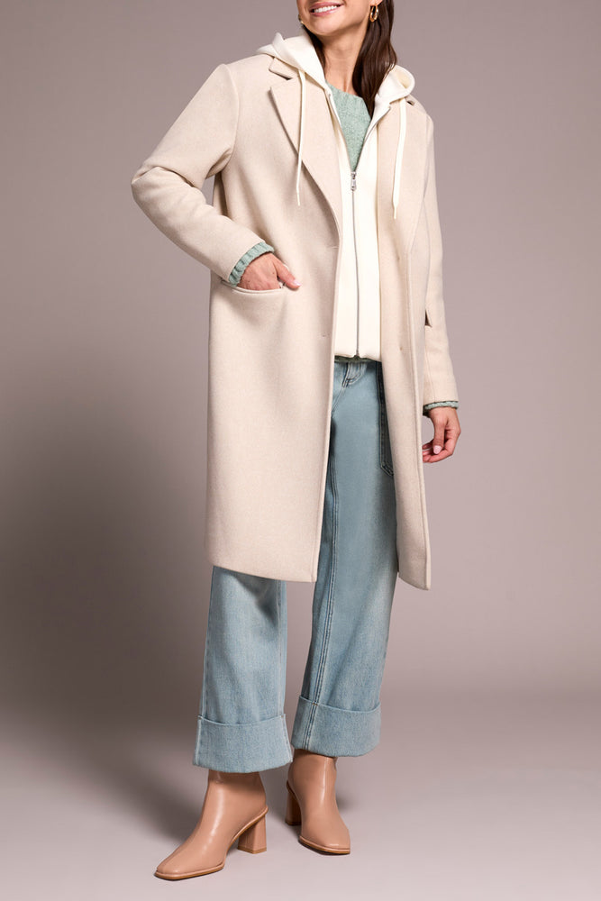 Tribal Fall 2025-5942O-5369-Trench Coat W/Fooler Hoodie-Oatmeal - The Coach Pyramids