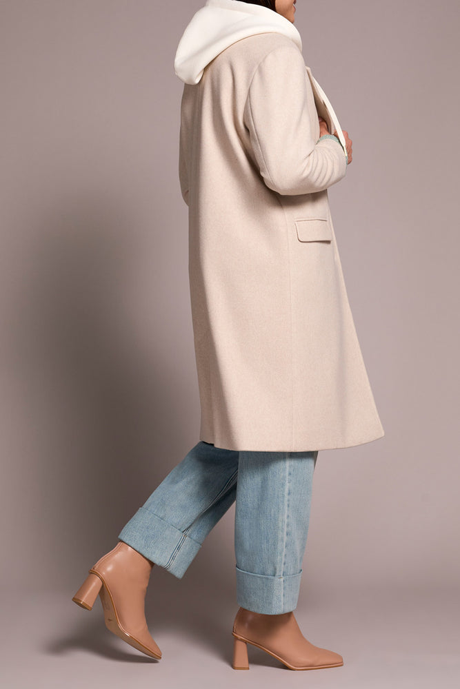 Tribal Fall 2025-5942O-5369-Trench Coat W/Fooler Hoodie-Oatmeal - The Coach Pyramids