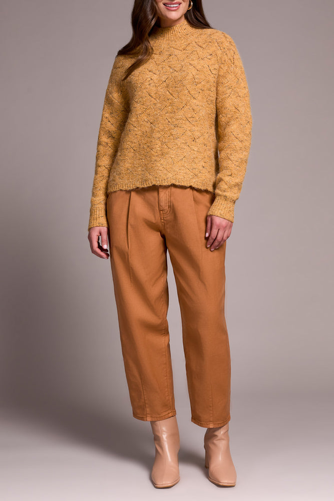 Tribal Fall 2025-5943O-5035-Mock Neck Puff Sleeve Sweater-Turmeric - The Coach Pyramids