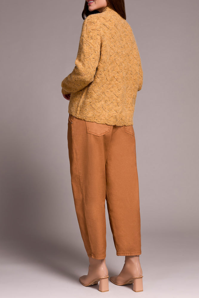 Tribal Fall 2025-5943O-5035-Mock Neck Puff Sleeve Sweater-Turmeric - The Coach Pyramids