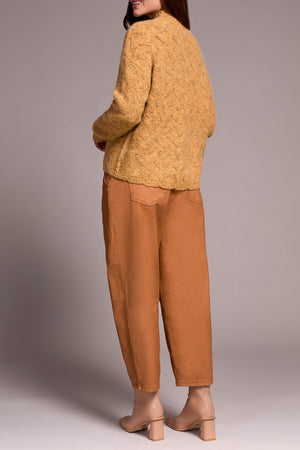 Tribal Fall 2025-5943O-5035-Mock Neck Puff Sleeve Sweater-Turmeric - The Coach Pyramids