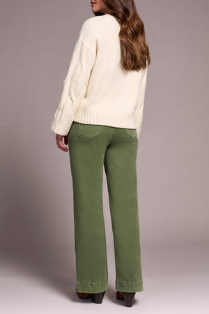 Tribal Fall 2025-5950O-5044-Crew Neck Loose Fit Cable Sweater-Cream - The Coach Pyramids