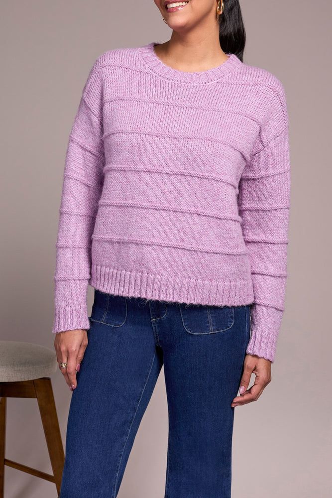 Tribal Fall 2025-5959O-5047-Crew Neck Sweater-Purple Lotus - The Coach Pyramids