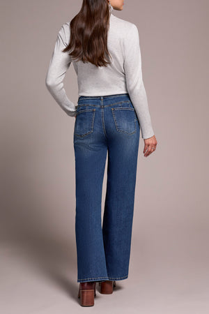 Tribal Fall 2025-5968U-292-Petite Sophia Curvy Hugging Wide Jeans-Antique Blue - The Coach Pyramids