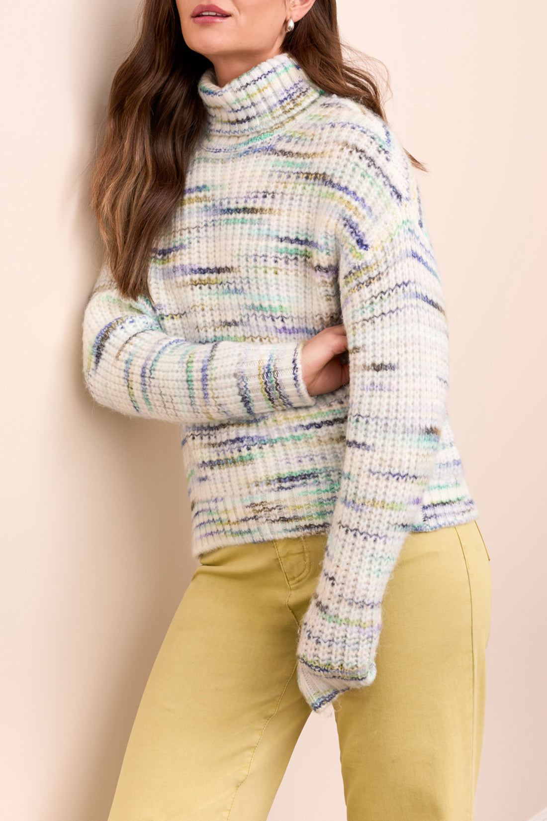 Tribal Fall 2025-5969O-5057-T Neck Sweater-Cream - The Coach Pyramids