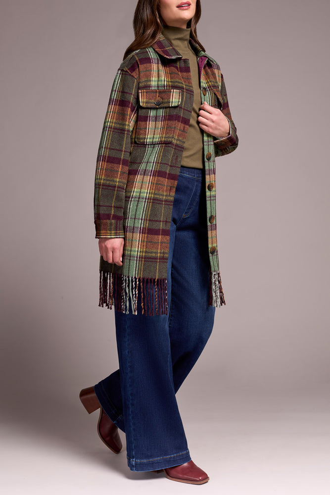 Tribal Fall 2025-5981O-4466-Jacket W/Fringe Hem-Passion Plum - The Coach Pyramids