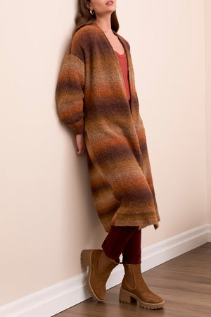 Tribal Fall 2025-5982O-5065-Long Sweater Cardigan-DK Toffee - The Coach Pyramids