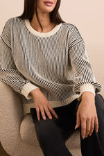 Tribal Fall 2025-5983O-5124-Crew Neck Sweater W/Side Slits-Black - The Coach Pyramids