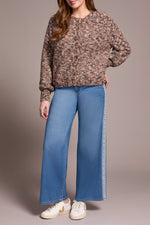 Tribal Fall 2025-5995O-5088-Raglan Sleeve Button Front Sweater-Almond Latte - The Coach Pyramids