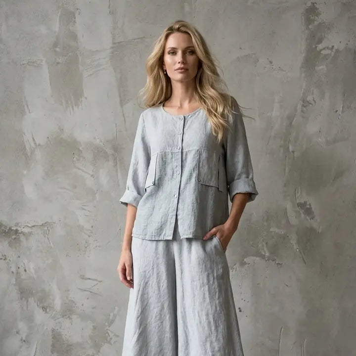 Linen Luv-TP1726-83-French Linen Top-Perla - The Coach Pyramids