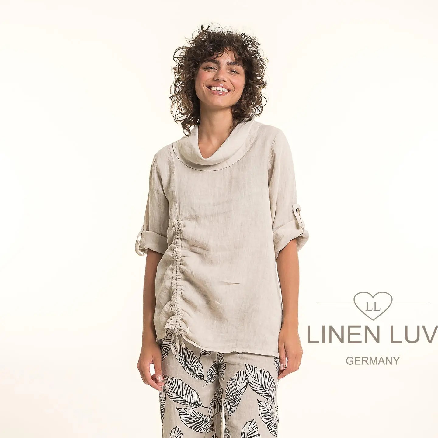Linen Luv-TP1675-110-French Linen Blouse-Sabbia - The Coach Pyramids