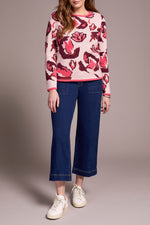 Tribal Fall 2025-6005O-4857-Crew Neck Jacquard Sweater-Lapis Blue - The Coach Pyramids