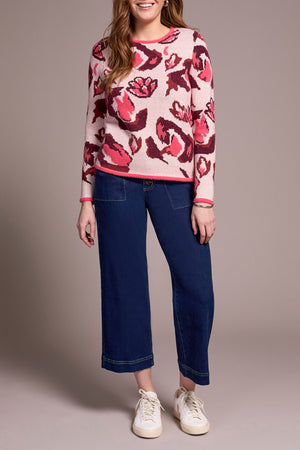 Tribal Fall 2025-6005O-4857-Crew Neck Jacquard Sweater-Lapis Blue - The Coach Pyramids