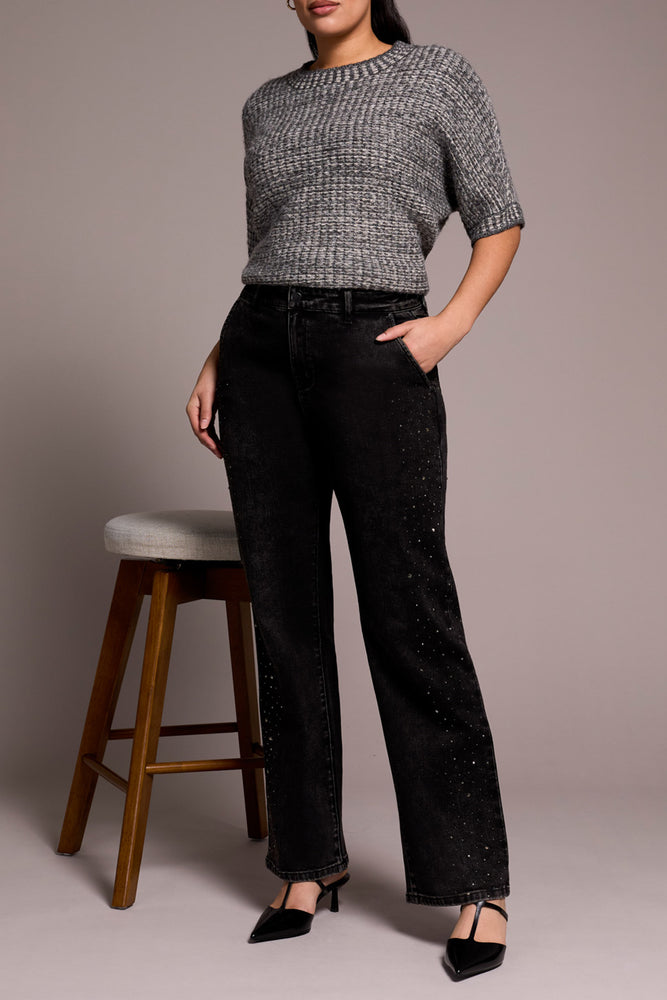 Tribal Fall 2025-6027O-5078-Brooke Super Straight Pants W/Stones-Jewel Grey - The Coach Pyramids