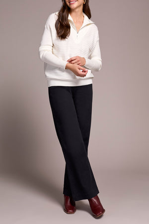 Tribal Fall 2025-6028O-5118-Zip Up V Neck Sweater-Egg Shell - The Coach Pyramids