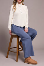 Tribal Fall 2025-6036O-5139-Henley Top W/Rib Combo-Cream - The Coach Pyramids